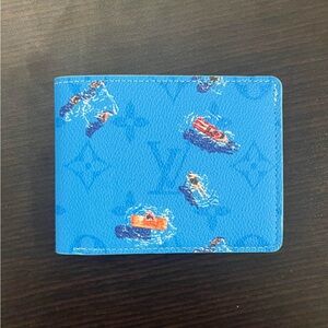 LV Seasonal Blue Swimming Bifold Wallet